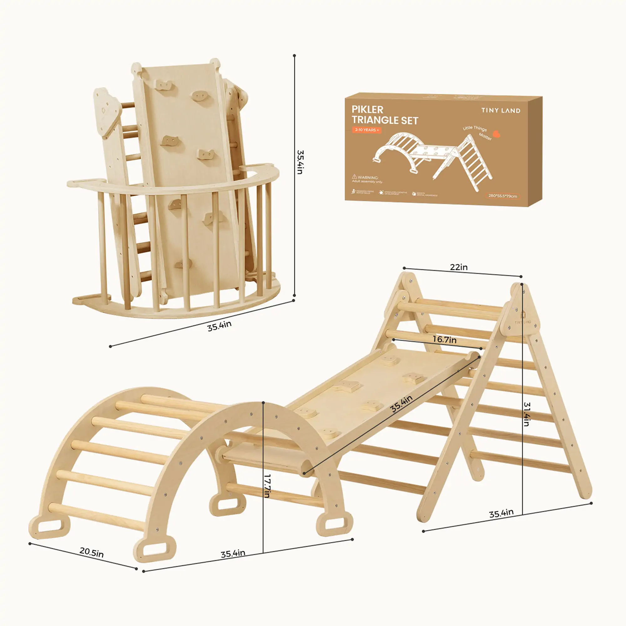Tiny Land® Pikler Triangle 7-in-1 Montessori Climbing Set - Image 10