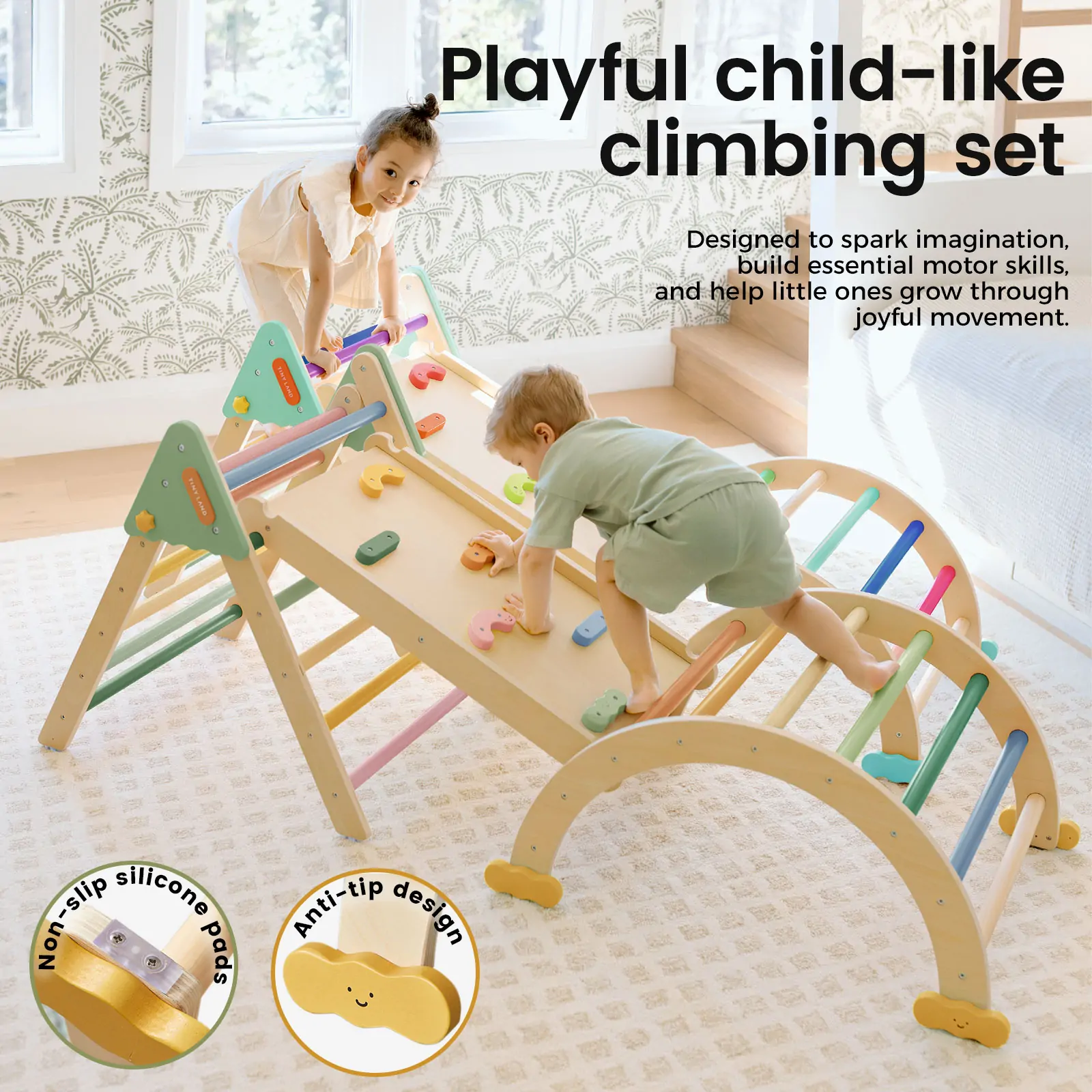 Tiny LandĀ® 7-in-1 Morandi Pikler Triangle Set - Image 4