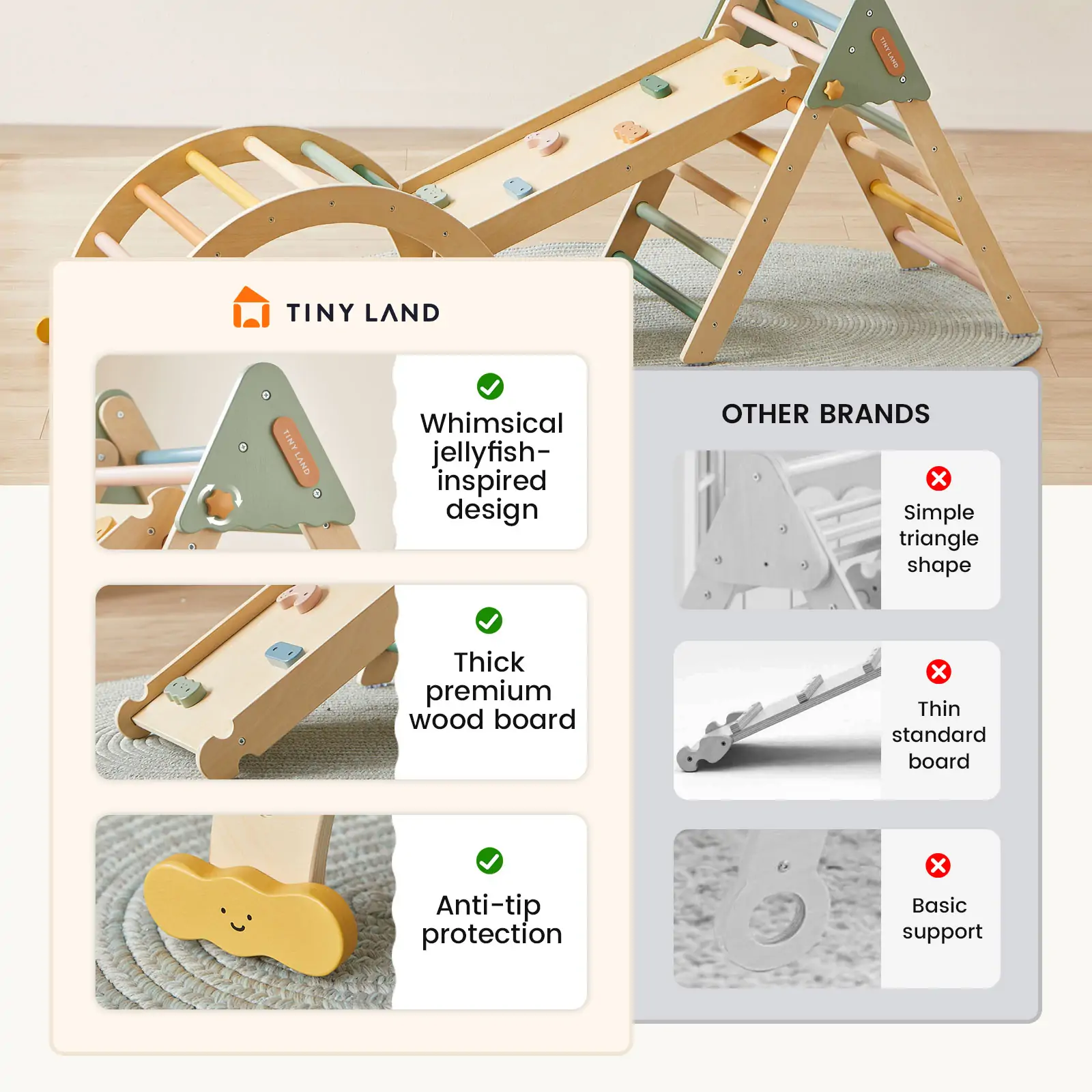 Tiny LandĀ® 7-in-1 Morandi Pikler Triangle Set - Image 5