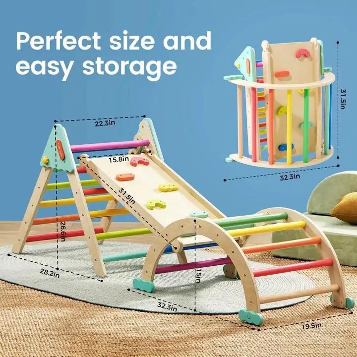 Tiny Land® 7-in-1 Rainbow Pikler Triangle Set - Image 6