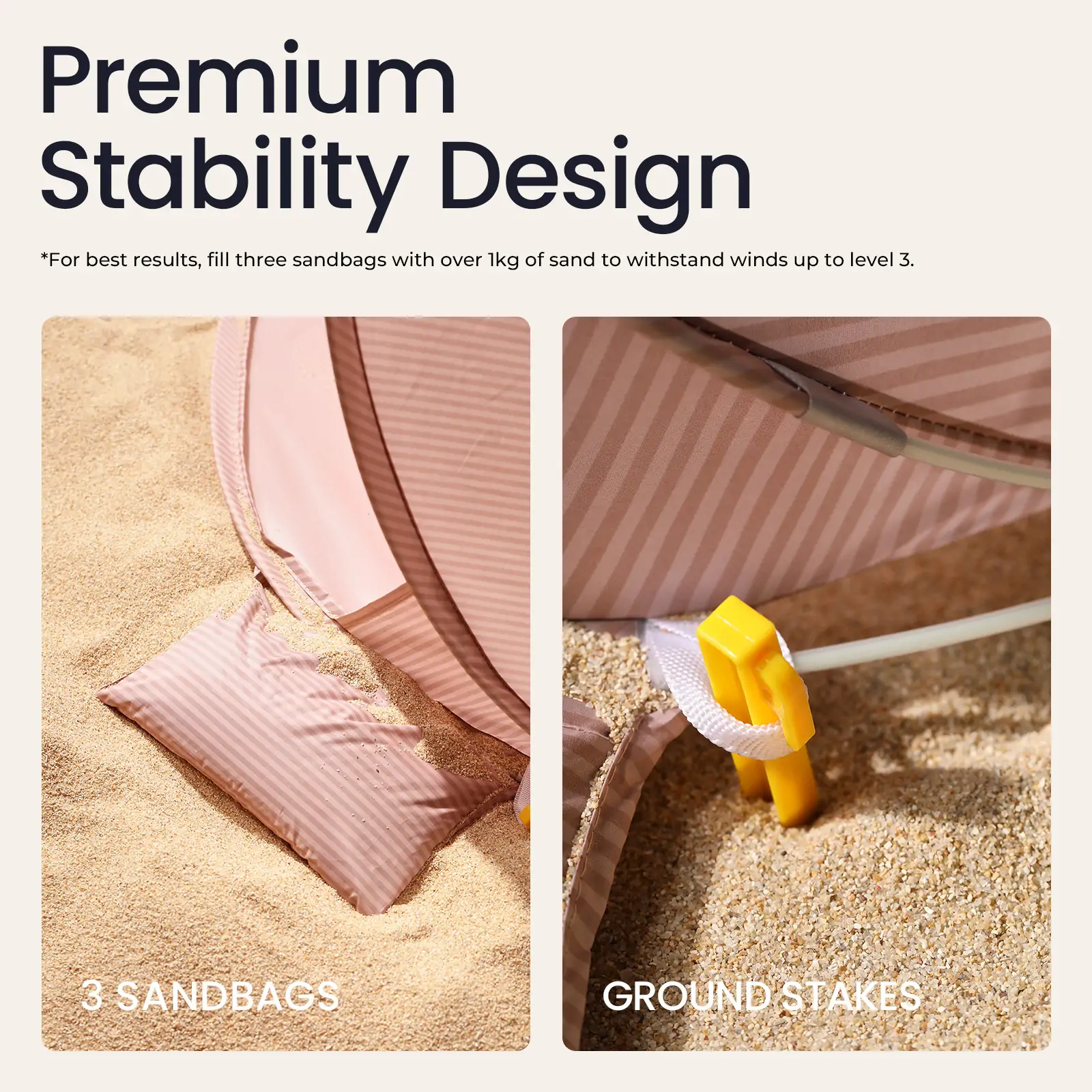 Tiny Land® Baby Beach Tent – Blush Pink Play Tent for Outdoor Fun - Image 3