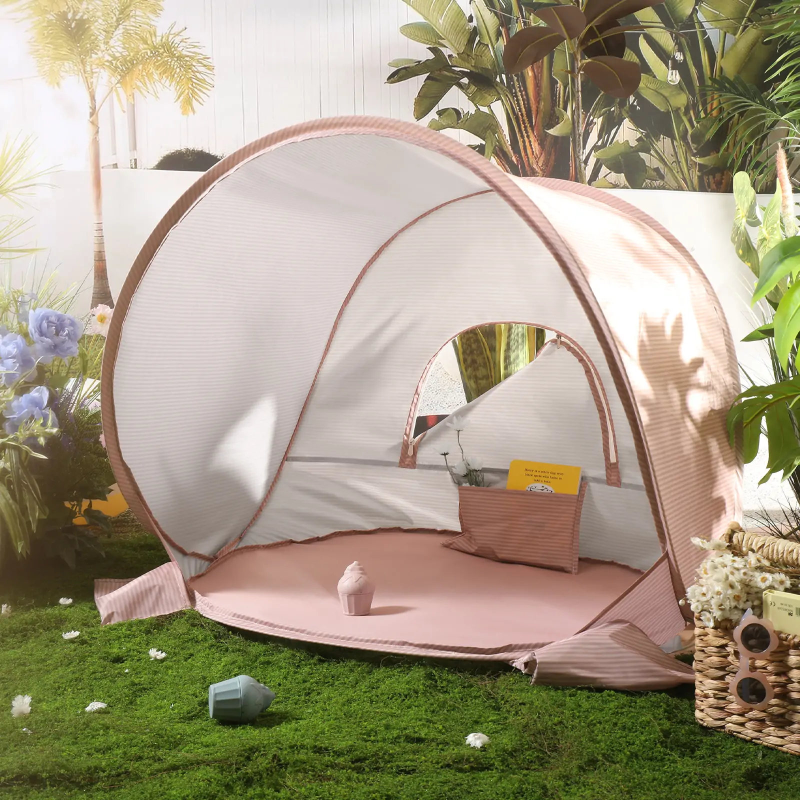 Tiny Land® Baby Beach Tent – Blush Pink Play Tent for Outdoor Fun - Image 4