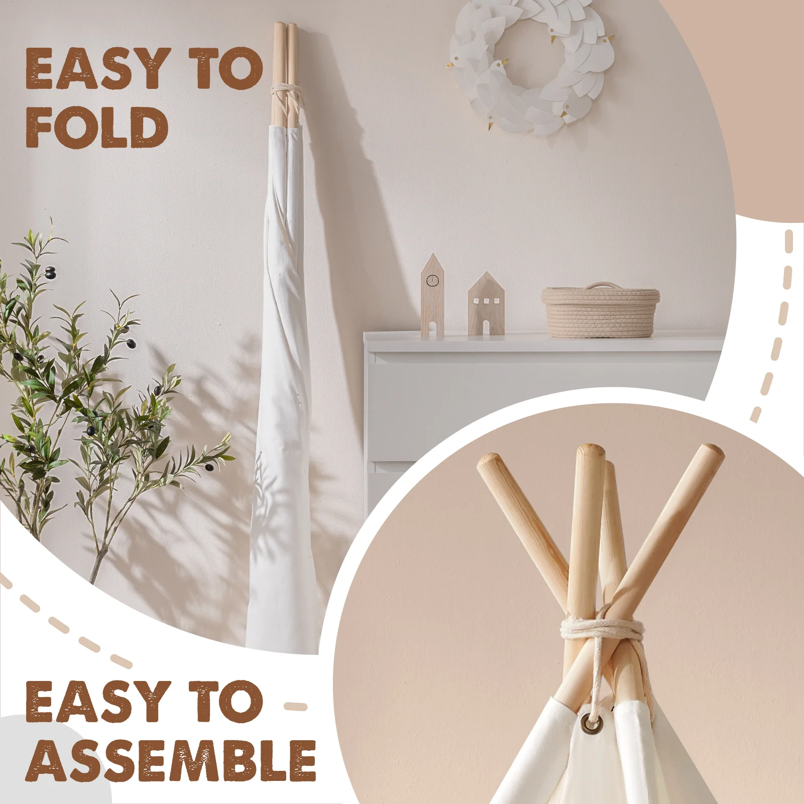 Tiny Land® Teepee Tent for Kids with Mat – Indoor Play Tent with Floor Mat - Image 6