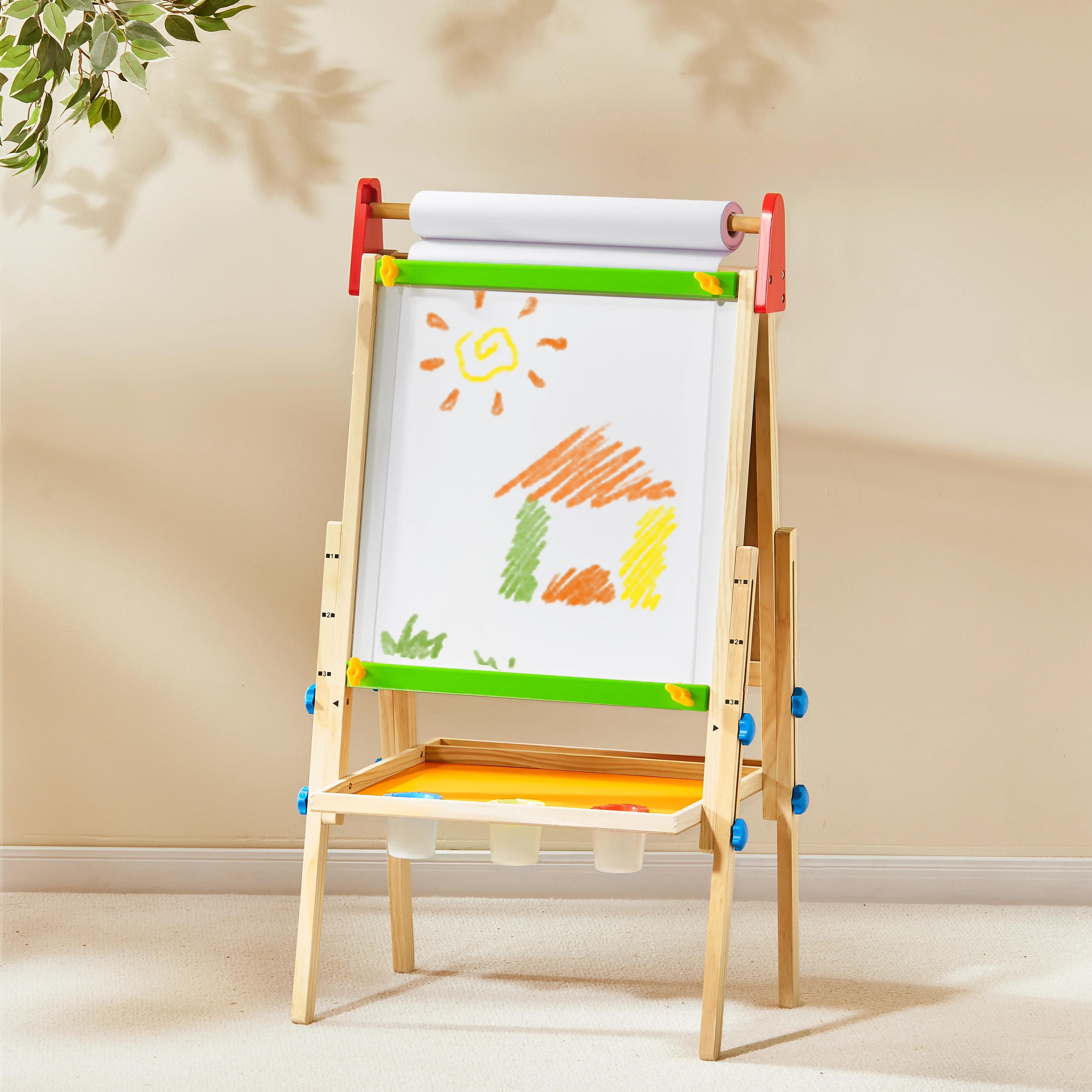 Bright Play & Art Set — Colorful Easel + Cream Playhouse with Lights - Image 10