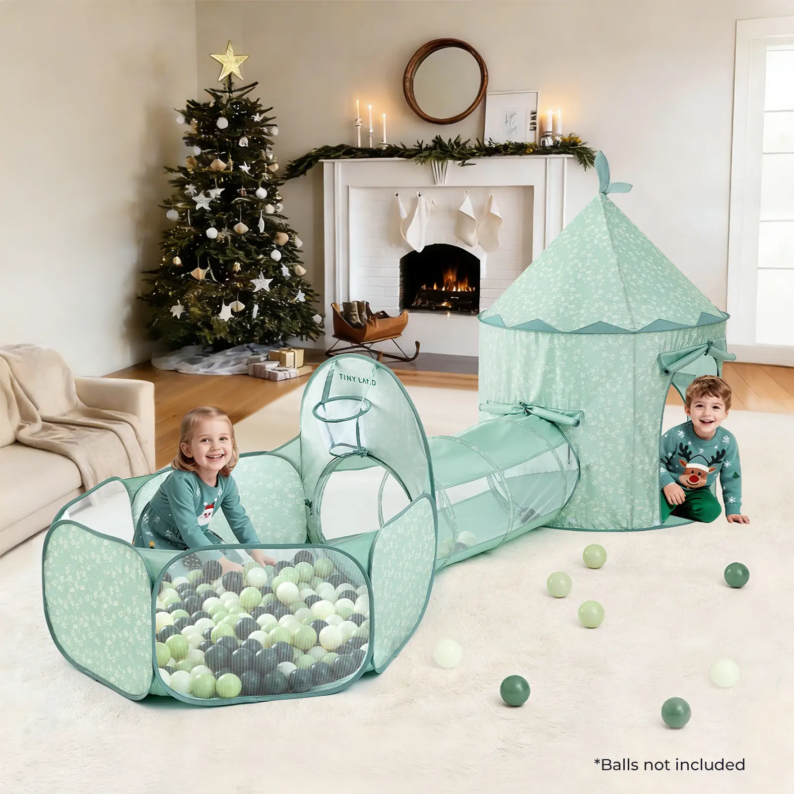 Tiny Land® Compact Adventure 3-in-1 Play Tunnel With no Balls - Green - Image 13