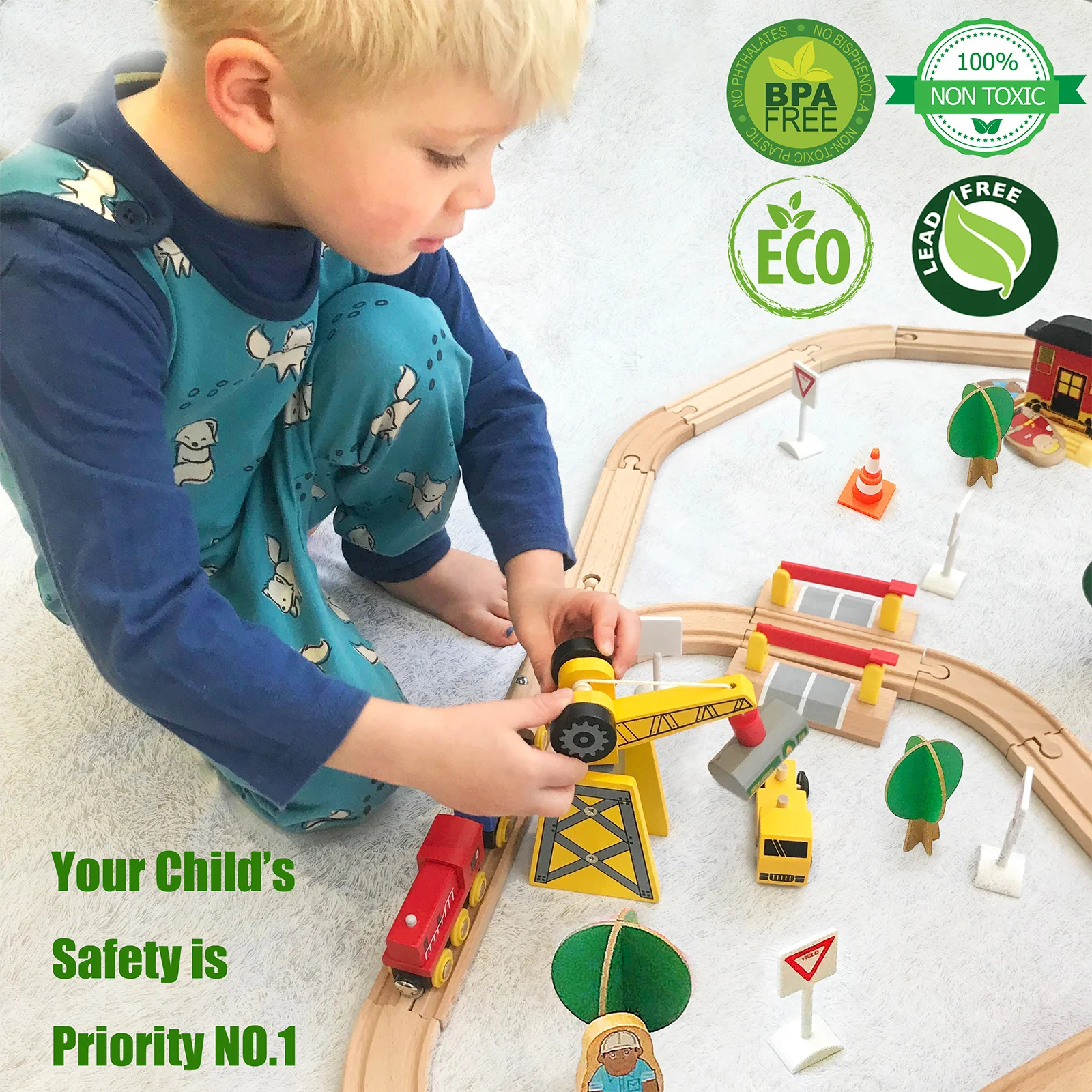 Tiny LandĀ® Wooden Track Trains 55 Pcs - Image 3