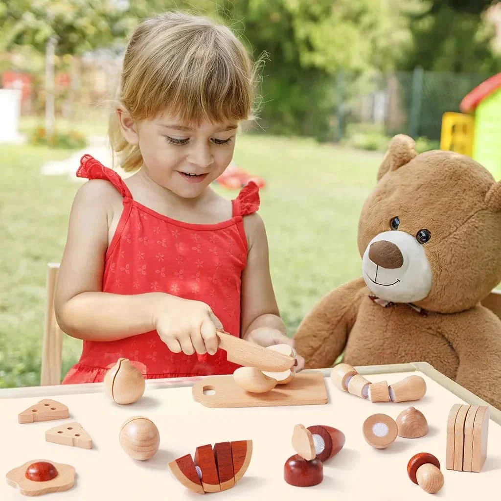 Tiny Land® Play Kitchen Accessories – Play Food for Play Kitchen: Wooden Cut and Play Food Toys - Image 5