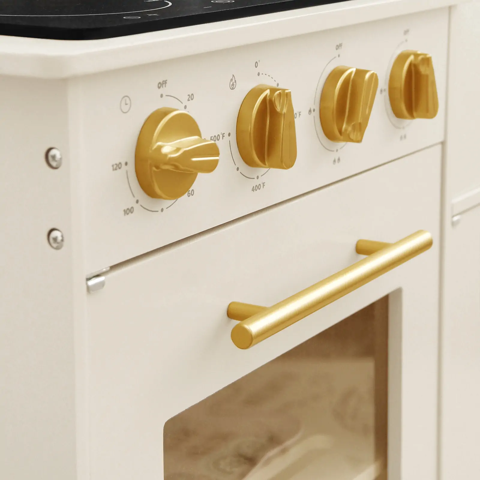 Tiny Land® Iconic Wooden Play Kitchen – Cream Pretend Cooking Set for Kids - Image 6
