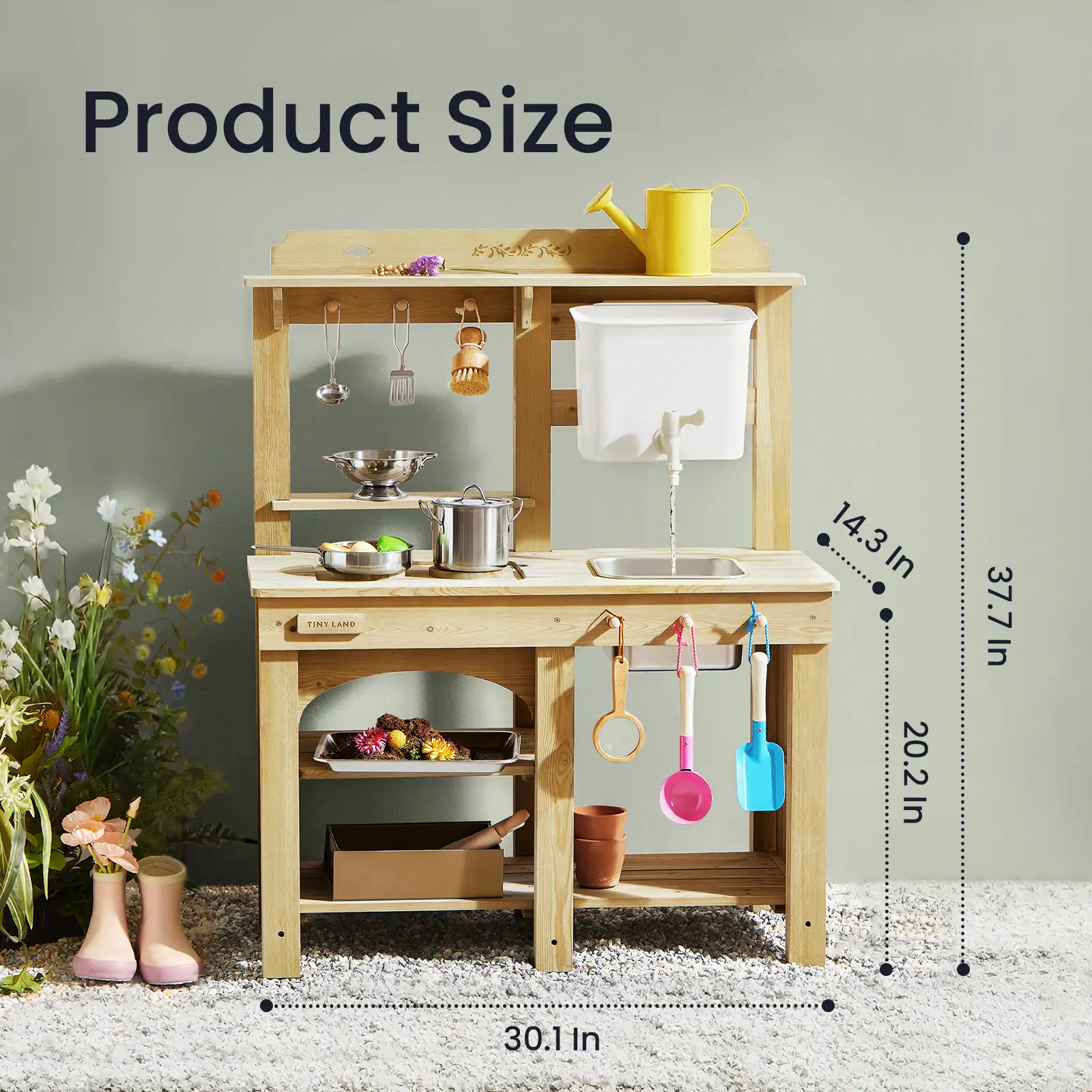Tiny Land® Mud Kitchen - DuoPlay Outdoor Play Kitchen for Kids - Image 12