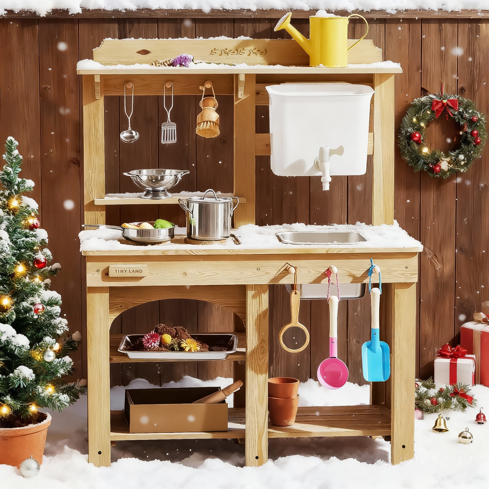 Tiny Land® Mud Kitchen - DuoPlay Outdoor Play Kitchen for Kids - Image 14