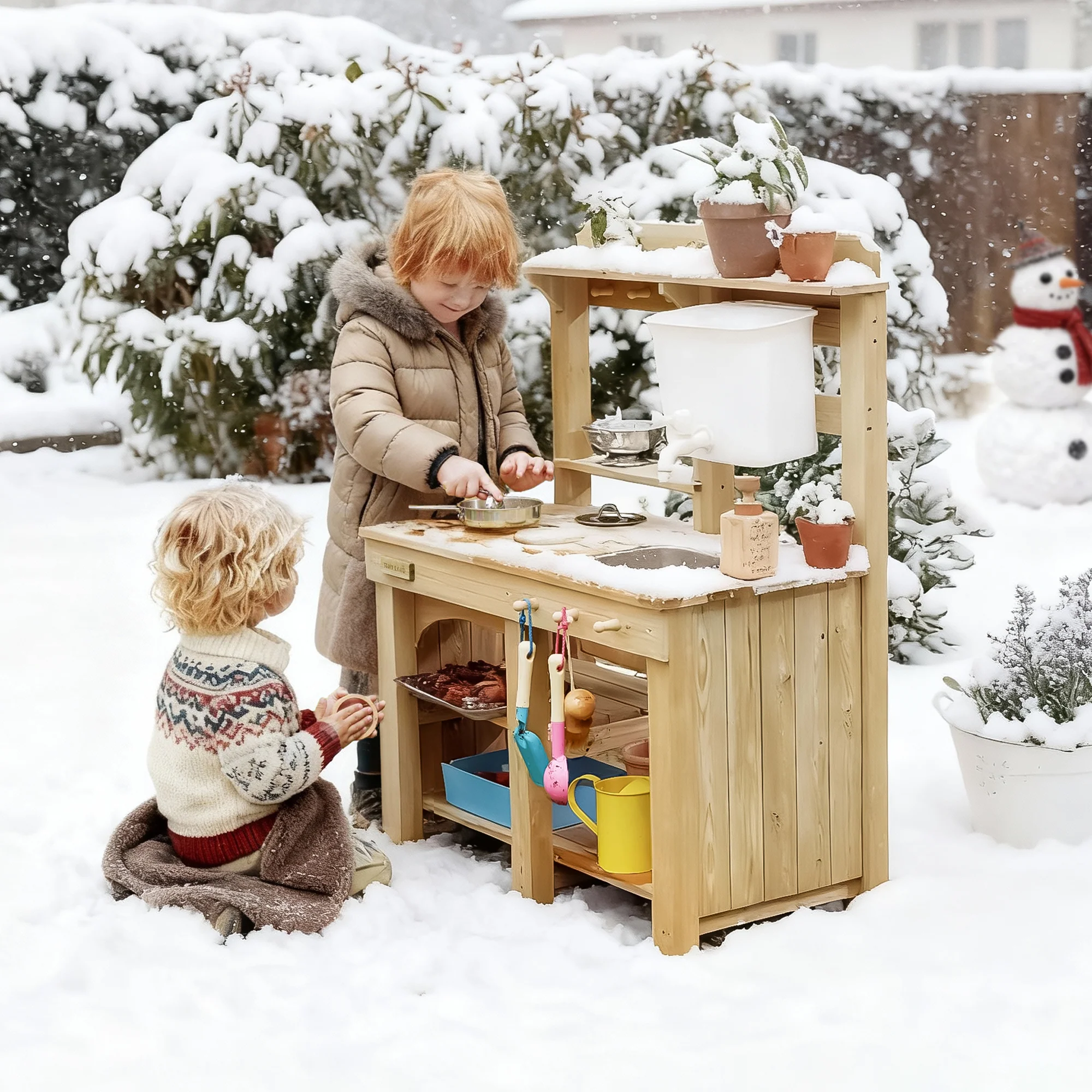 Tiny Land® Mud Kitchen - DuoPlay Outdoor Play Kitchen for Kids - Image 15