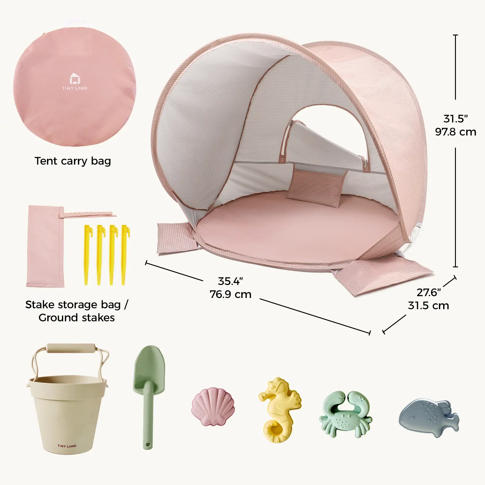 Tiny LandĀ® One-Stop Beach Toy & Tent Set ā Blush Pink - Image 9