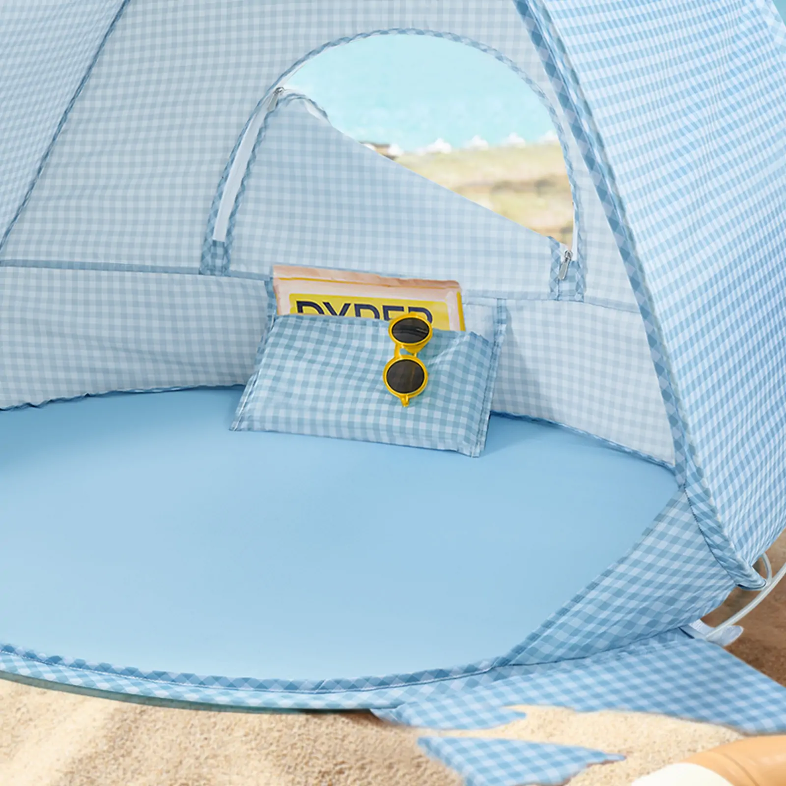 Tiny Land® One-Stop Beach Toy & Tent Set – Light Blue Gingham - Image 18
