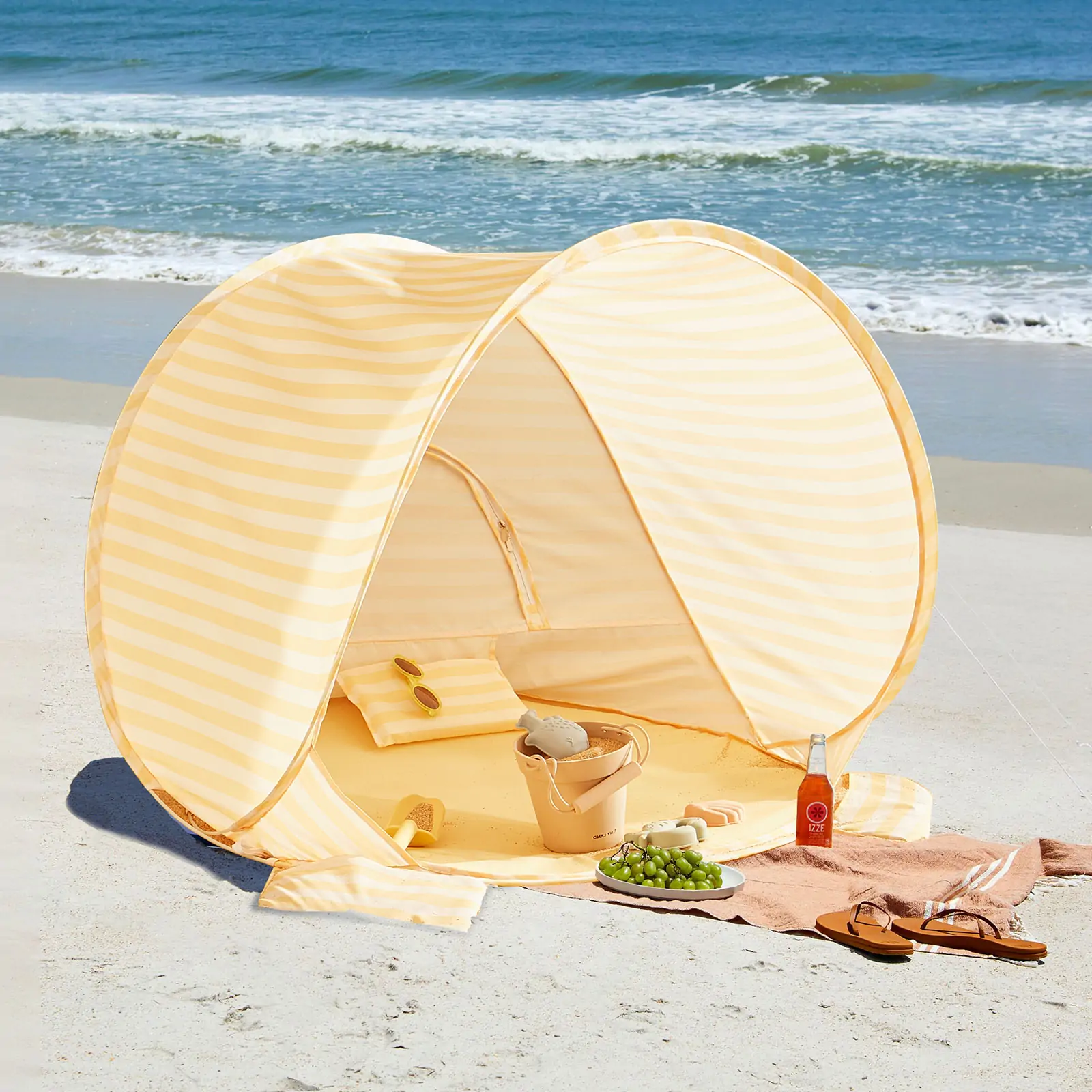 Tiny LandĀ® One-Stop Beach Toy & Tent Set ā Pastel Yellow Stripes - Image 17