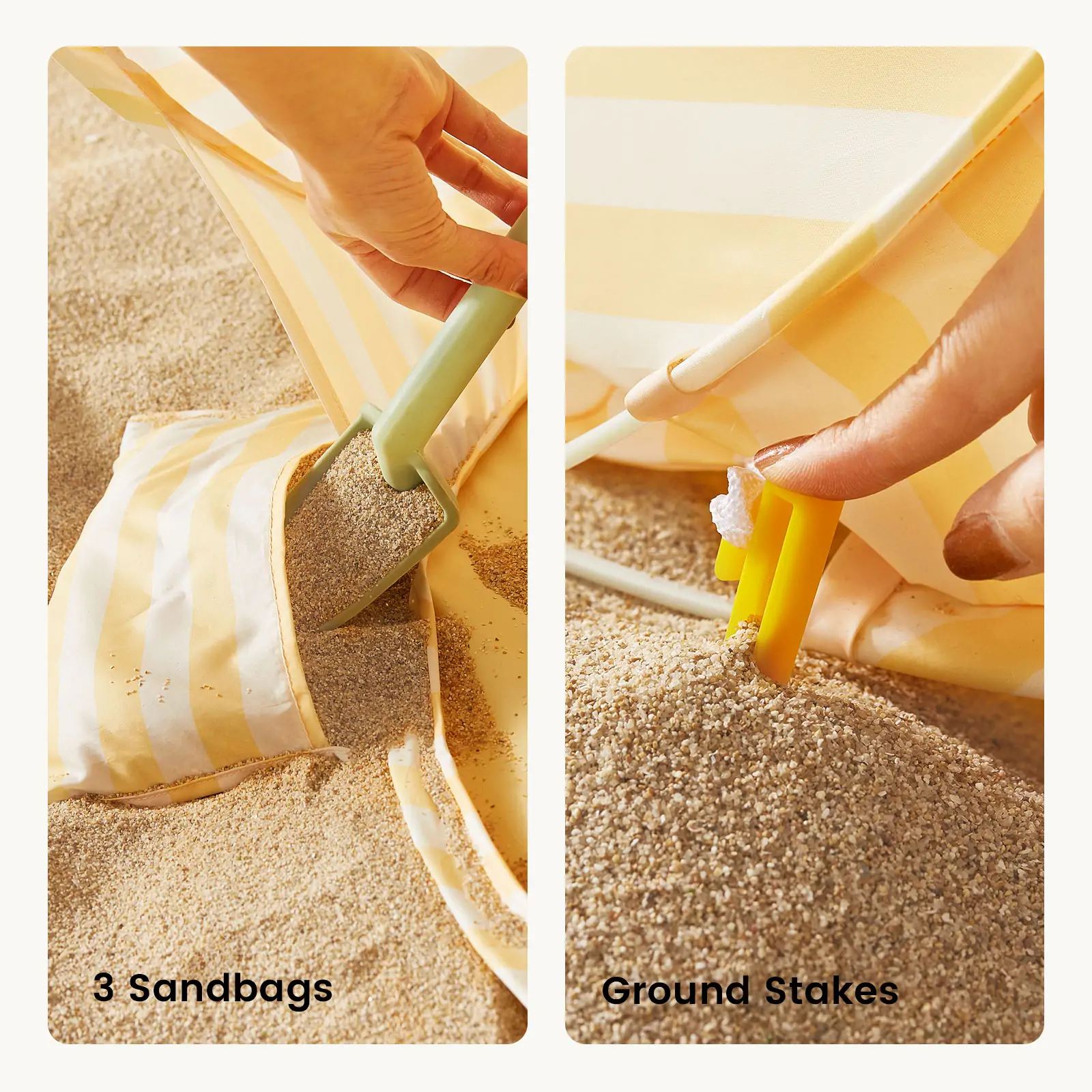 Tiny LandĀ® One-Stop Beach Toy & Tent Set ā Pastel Yellow Stripes - Image 3