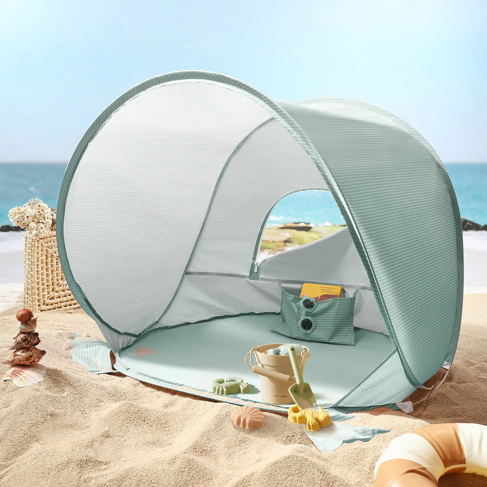 Tiny LandĀ® One-Stop Beach Toy & Tent Set ā Sea Blue