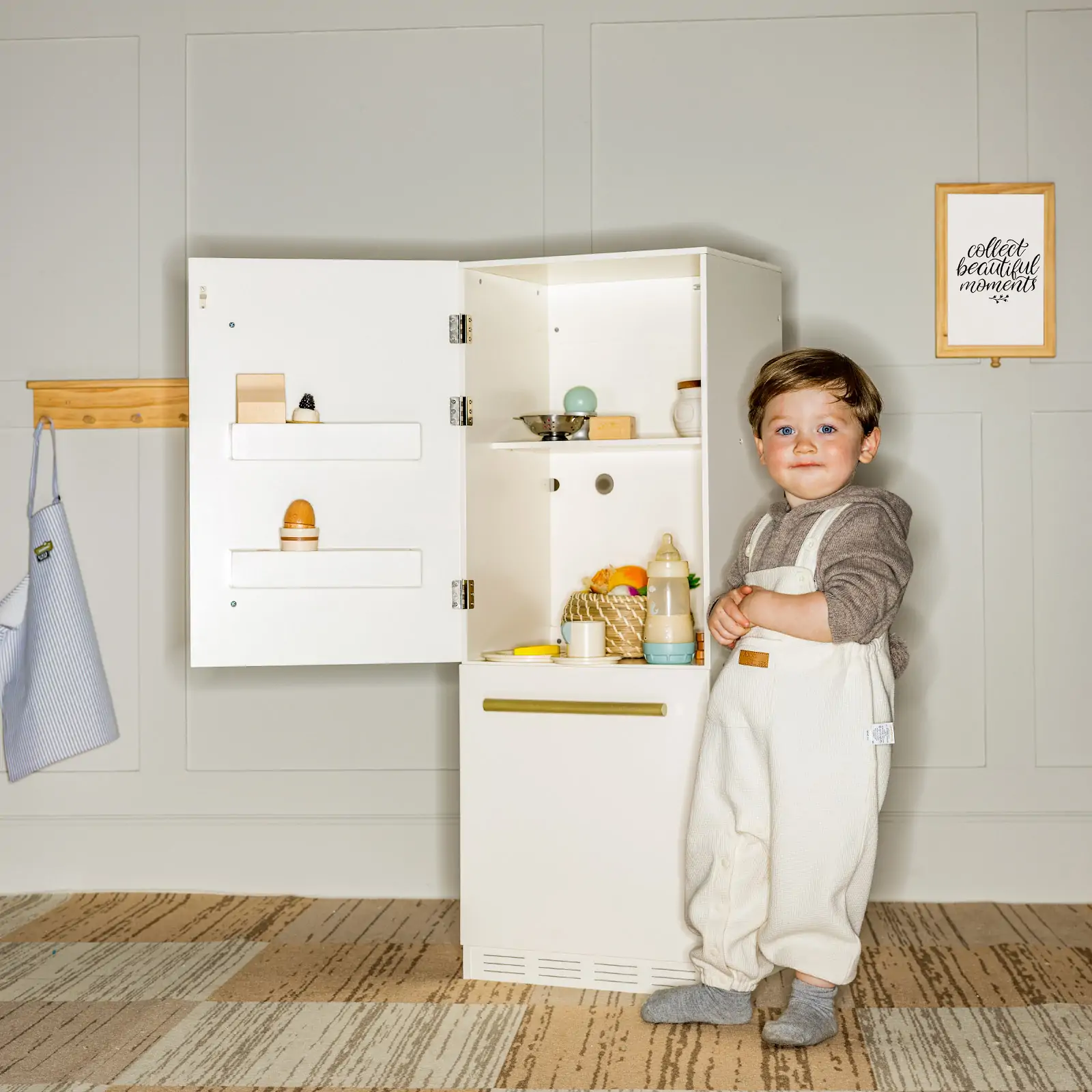 Tiny Land® Play Kitchen Accessories – Play Kitchen Fridge: Wooden Cabinet Refrigerator for Kids - Image 8