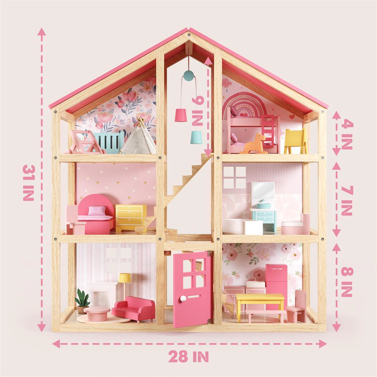 Sweet Dreams Playset — Pink Dollhouse + Pink-White Playhouse - Image 17