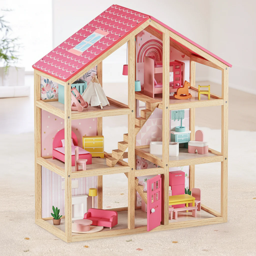 Sweet Dreams Playset — Pink Dollhouse + Pink-White Playhouse - Image 4
