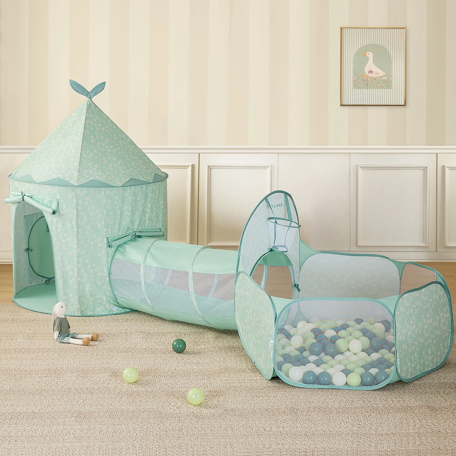 Tiny Land® Adventure 3-in-1 Play Tunnel & Ocean Ball Set - Green