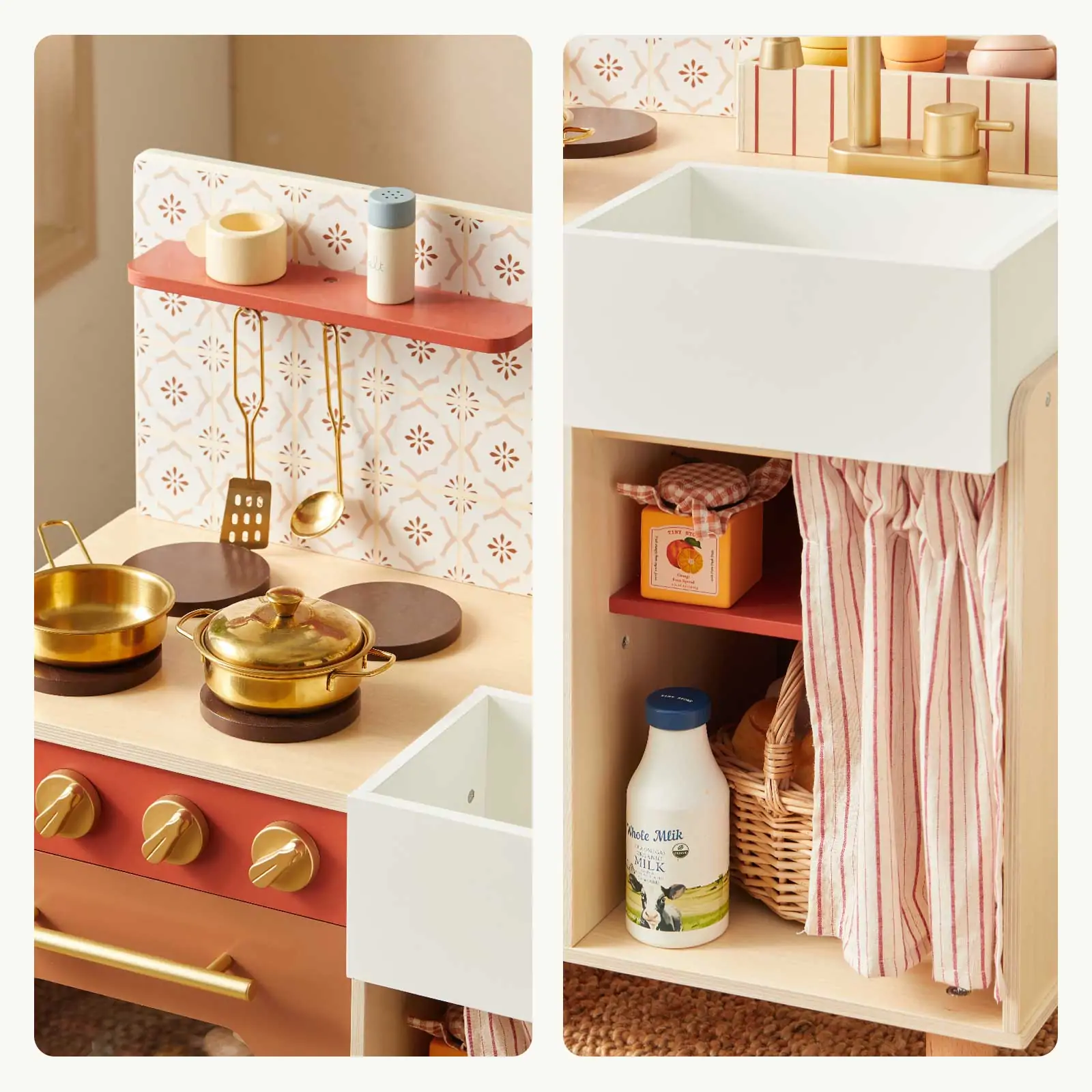 Tiny LandÂź Chefâs Corner Playset â Cream Playhouse + Mediterranean Kitchen Set - Image 11