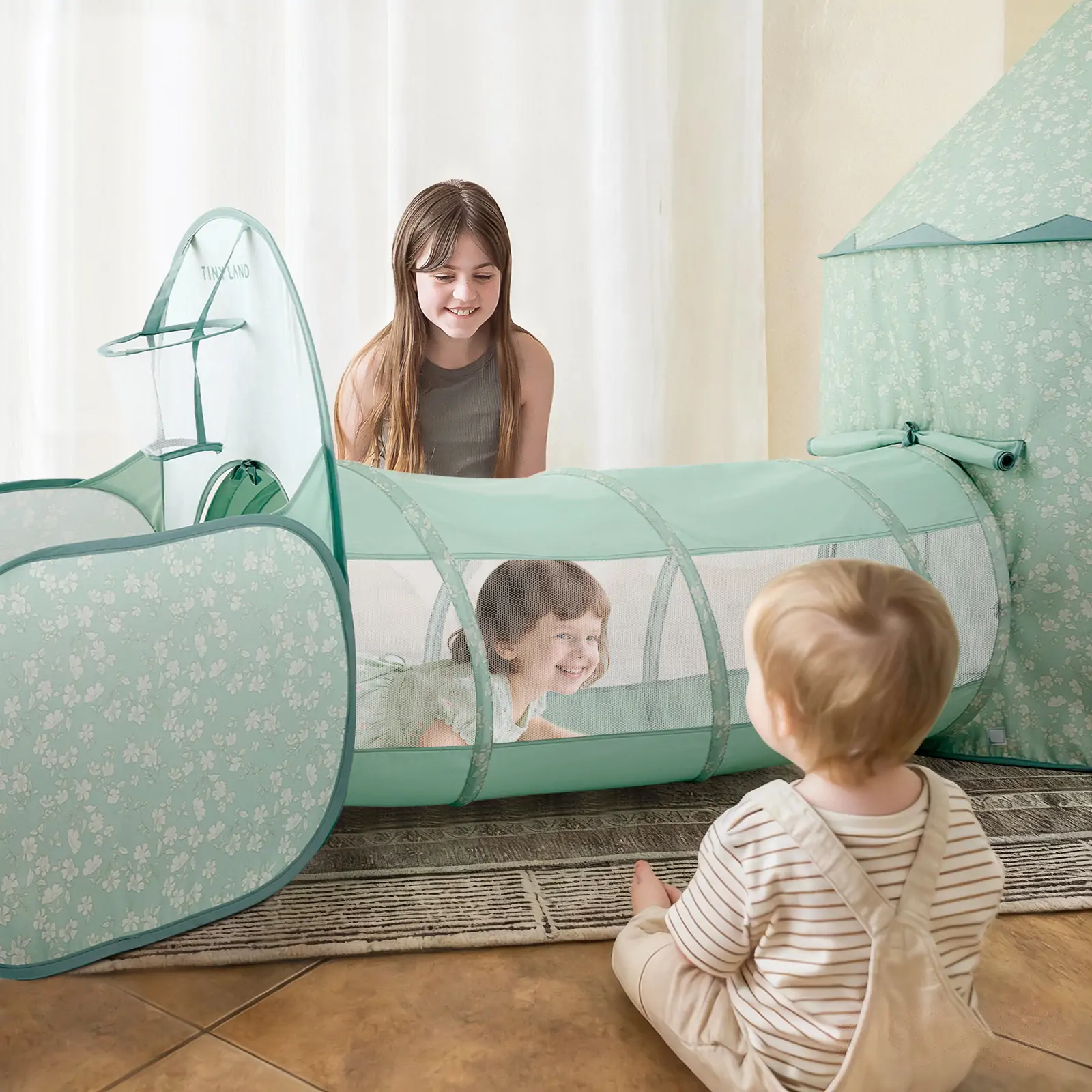 Tiny Land® Green Adventure 3-in-1 Play Tunnel & Fun-Shapes Ocean Ball Set - Image 6