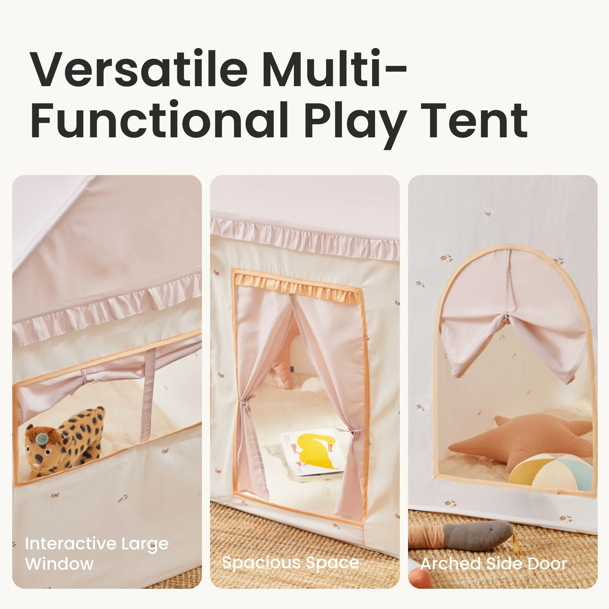 Tiny Land® Sweet Citrus Kids Play Tent – White and Pink Indoor Playhouse - Image 4