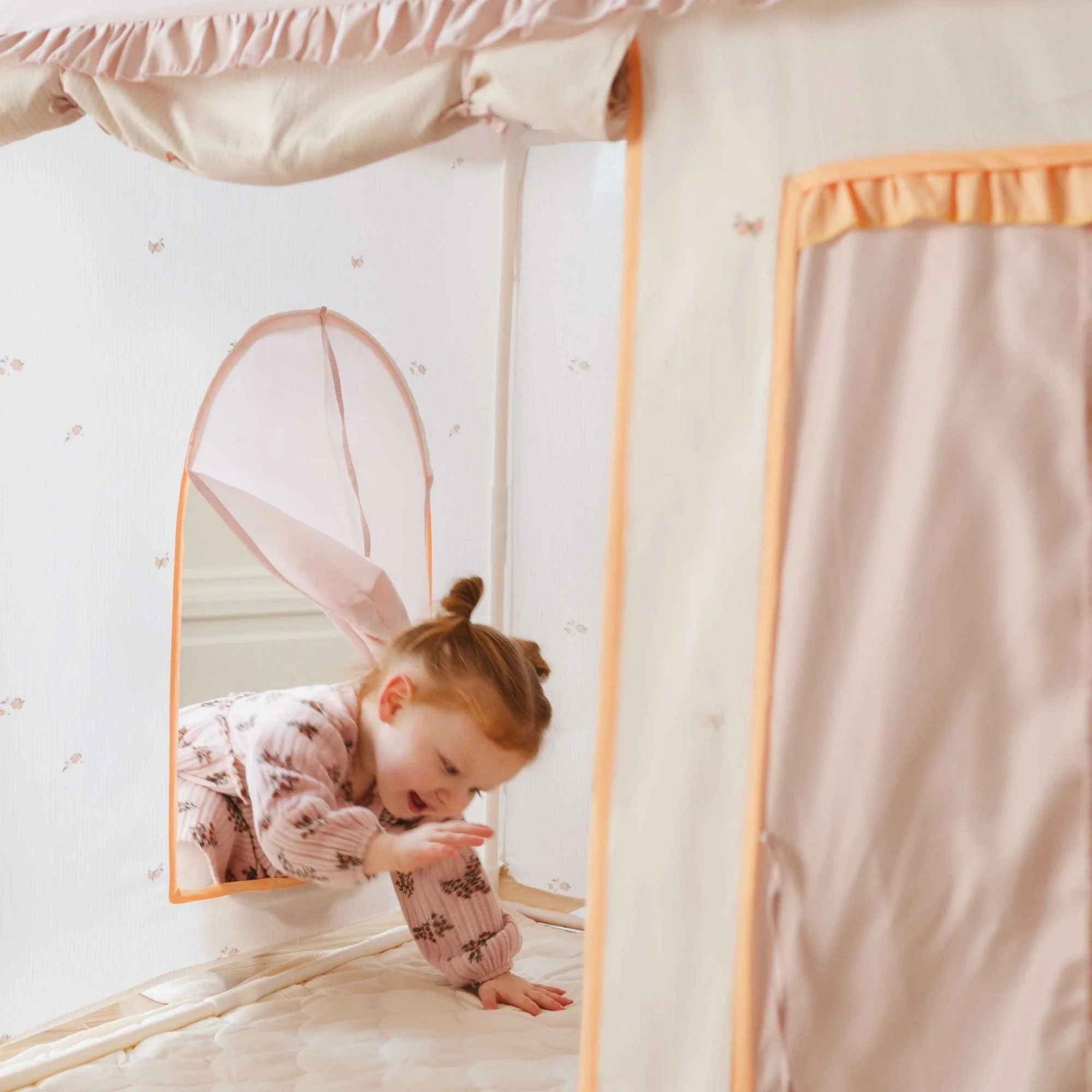 Tiny Land® Sweet Citrus Kids Play Tent – White and Pink Indoor Playhouse - Image 6