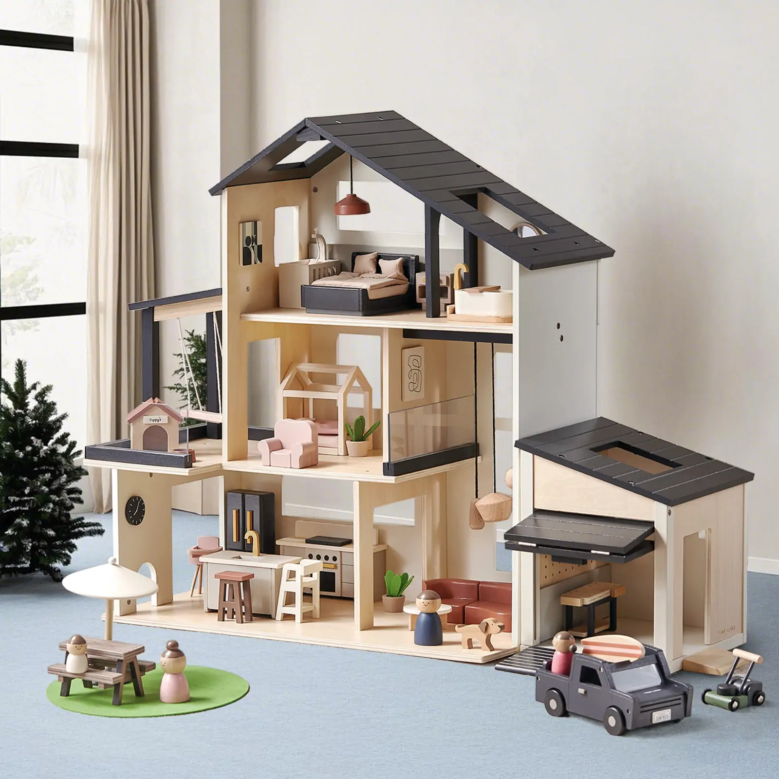 Tiny Land® Wooden Dollhouse - Garage - Image 11