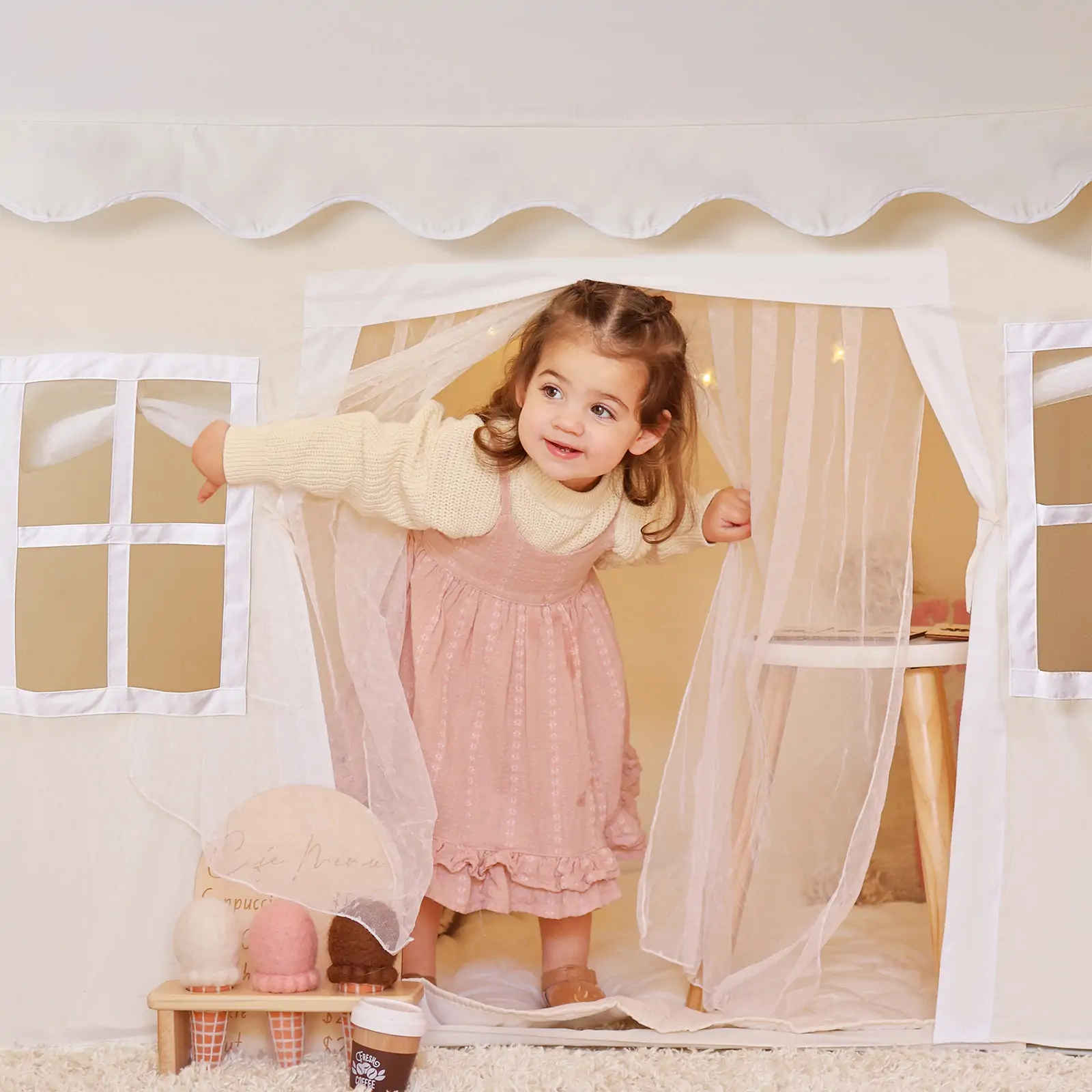 Tiny Land® Playhouse Tent – Natural Cream Indoor Tent for Kids - Image 6