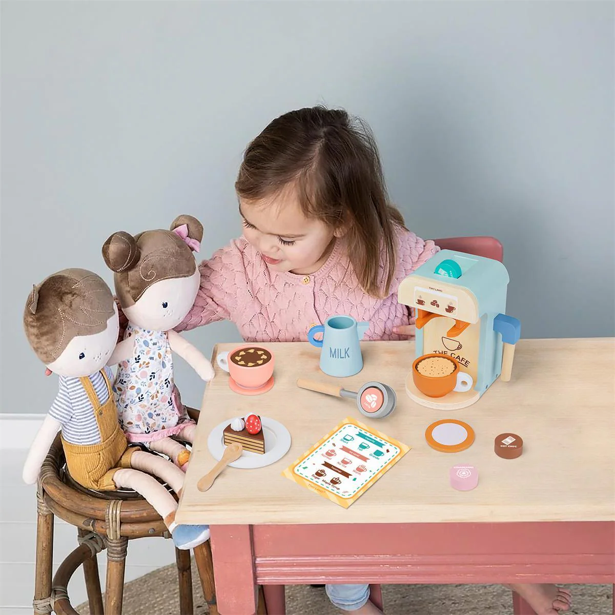 Tiny Land® Play Kitchen Accessories – Children’s Coffee Maker: Wooden Kids Play Coffee Maker Set - Image 5