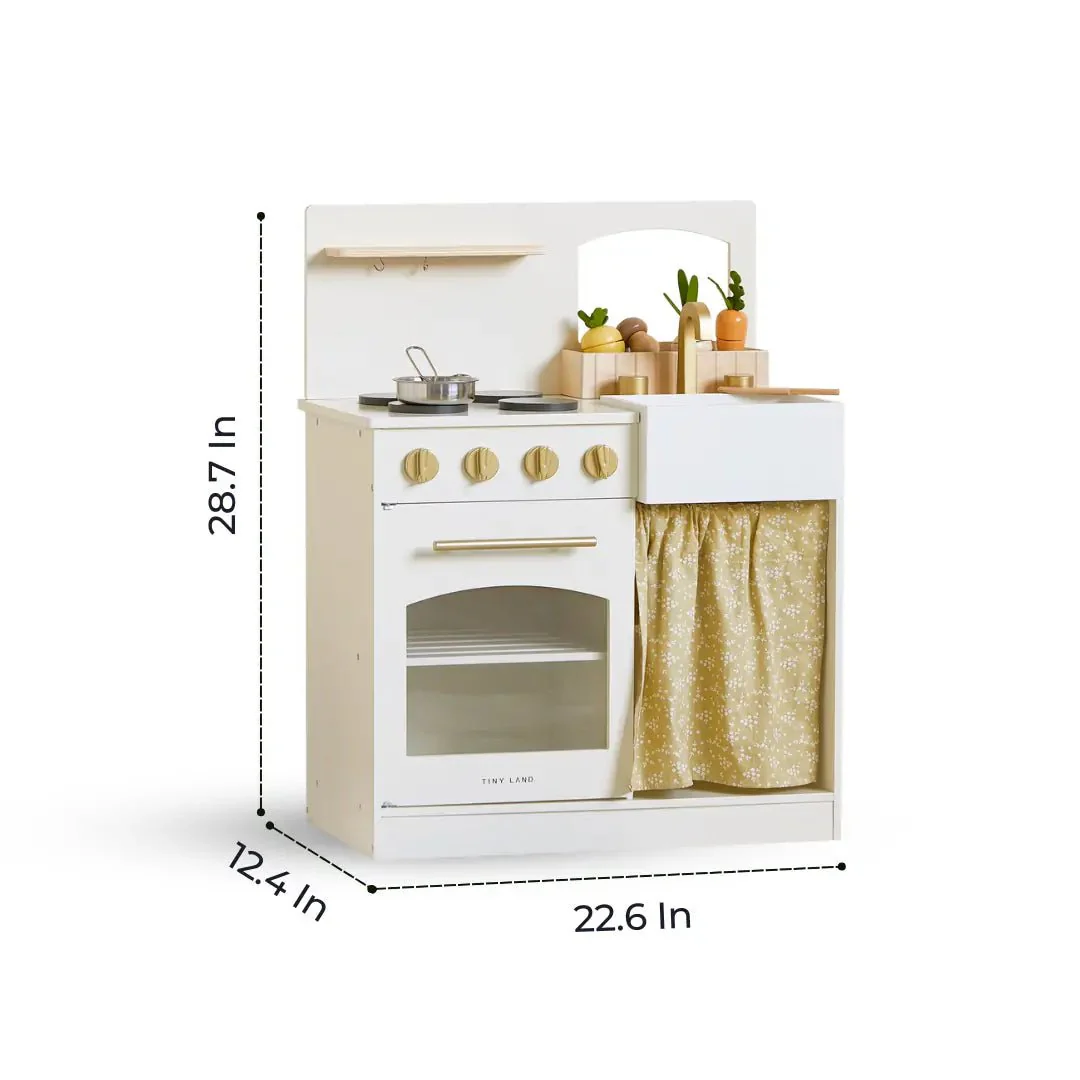 Tiny LandĀ® Wooden Play Kitchen for Toddlers - Honey Kitchenette Pretend Cooking Set - Image 11