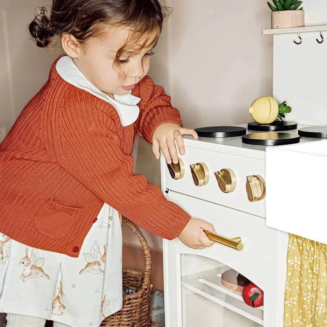Tiny LandĀ® Wooden Play Kitchen for Toddlers - Honey Kitchenette Pretend Cooking Set - Image 3