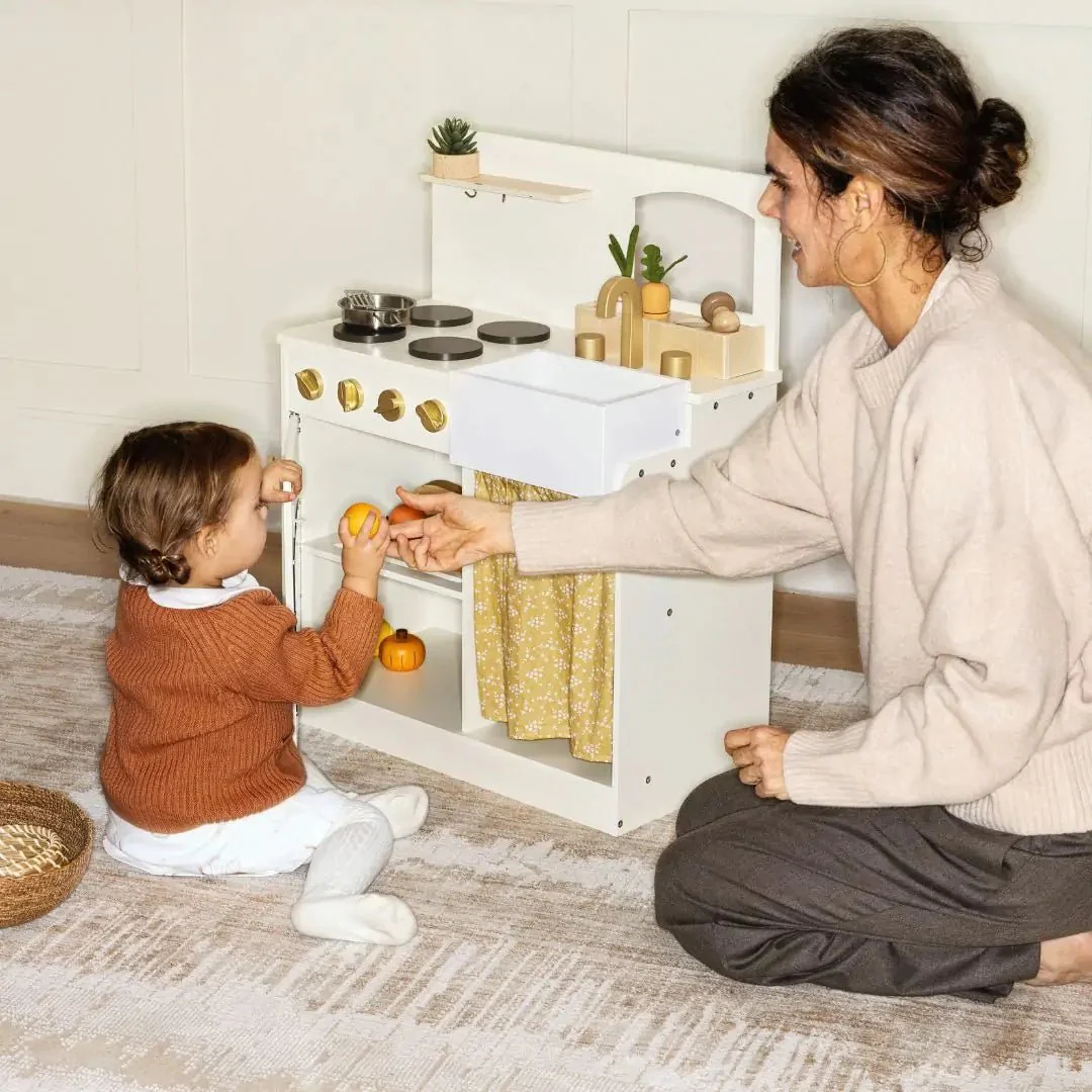 Tiny LandĀ® Wooden Play Kitchen for Toddlers - Honey Kitchenette Pretend Cooking Set - Image 6